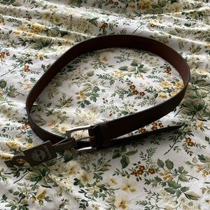 Timberland Brown Leather Belt with Silver Buckle NWT